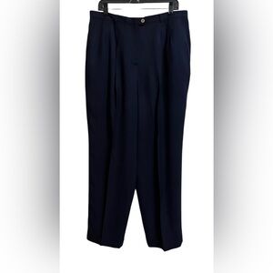 Lauren Ralph Lauren Navy Blue 100% Silk Trousers Dress Pants Size 16W Lined